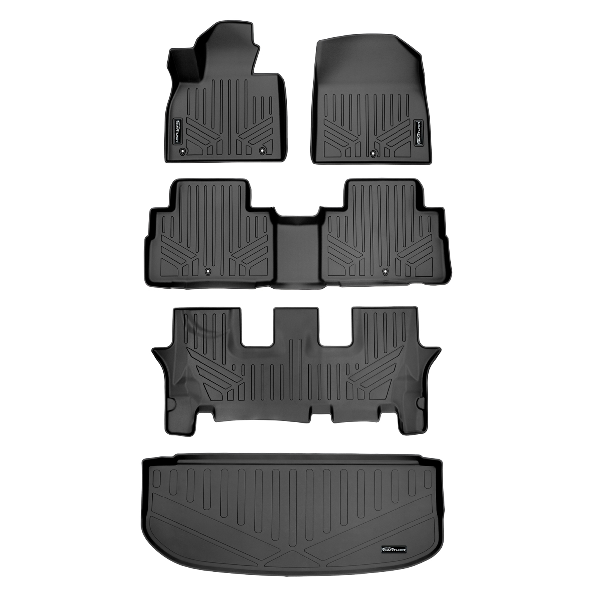 SA0472-B0472-C0417-E0472 Custom Fit 3 Rows Behind Floor Mats & Cargo Liner Set for 2020-2022 Hyundai Palisade, Black