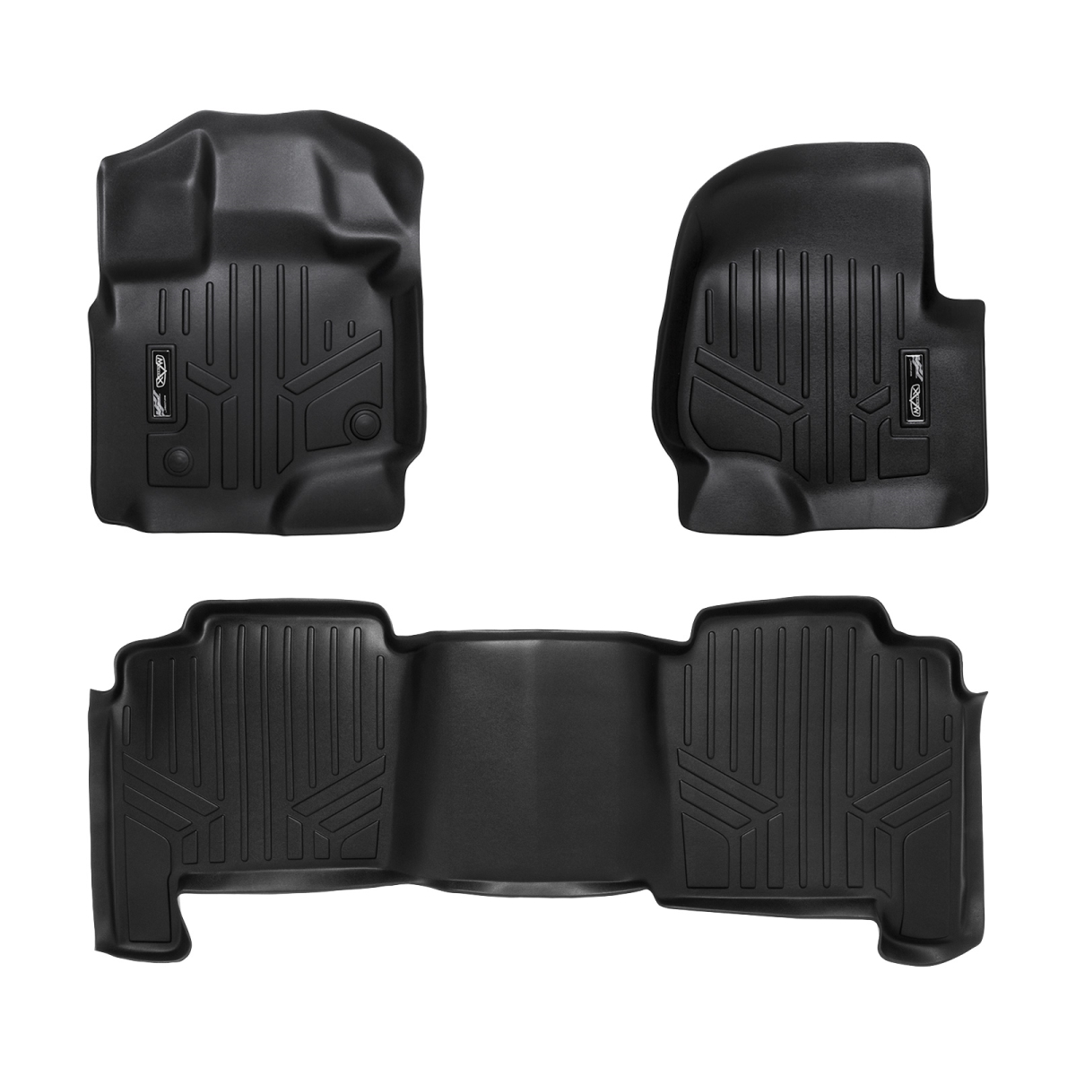 SA0175-B0175 36 in. Floor Mats 2 Row Liner Set for 2004-2008 Ford F-150 SuperCrew Cab, Black