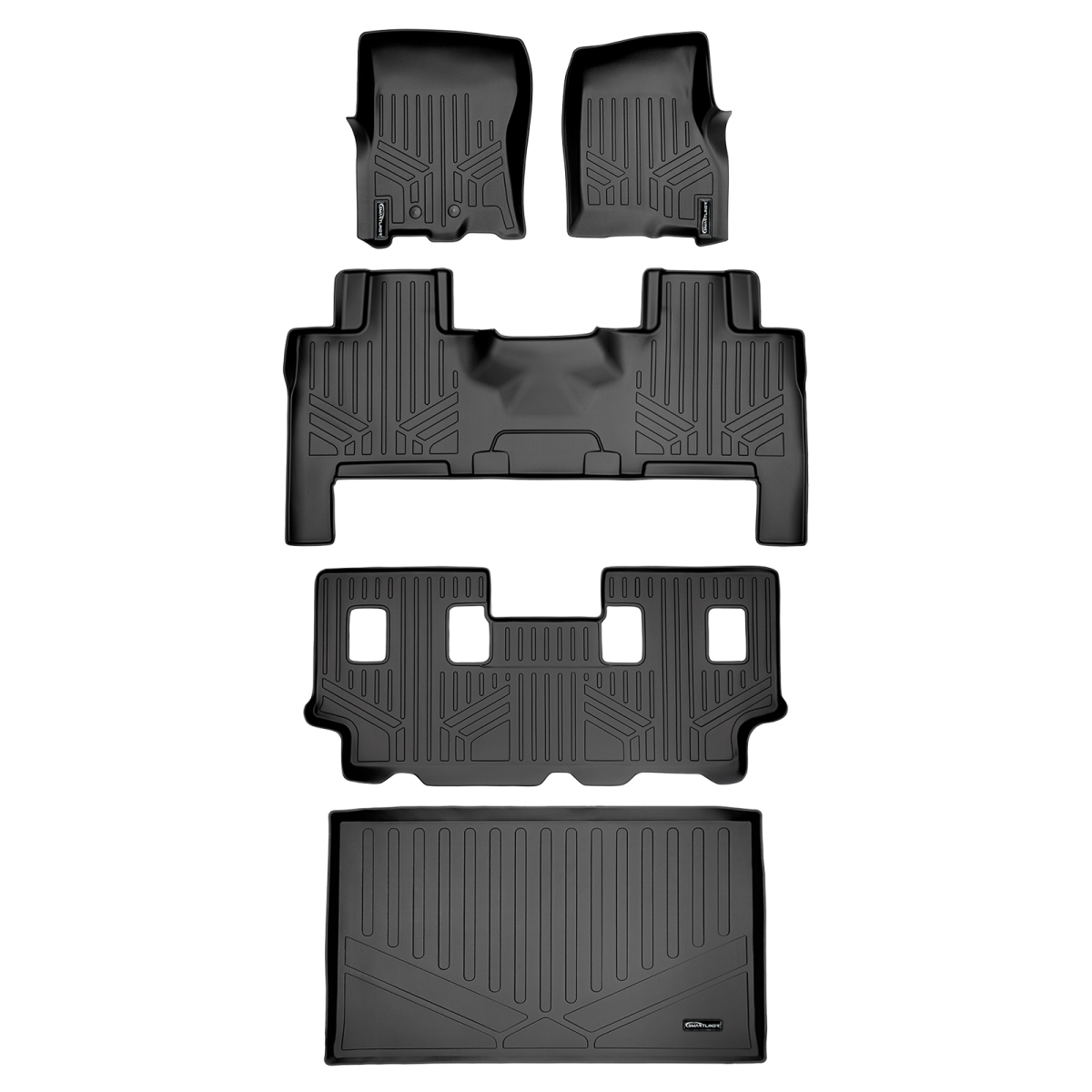 SA0183-B0183-C0185-E0185 Behind 3rd Row Floor Mats & Cargo Liner Set with 2nd Row Bench Seat or Console for 2011-2017 Ford Expedition, Black