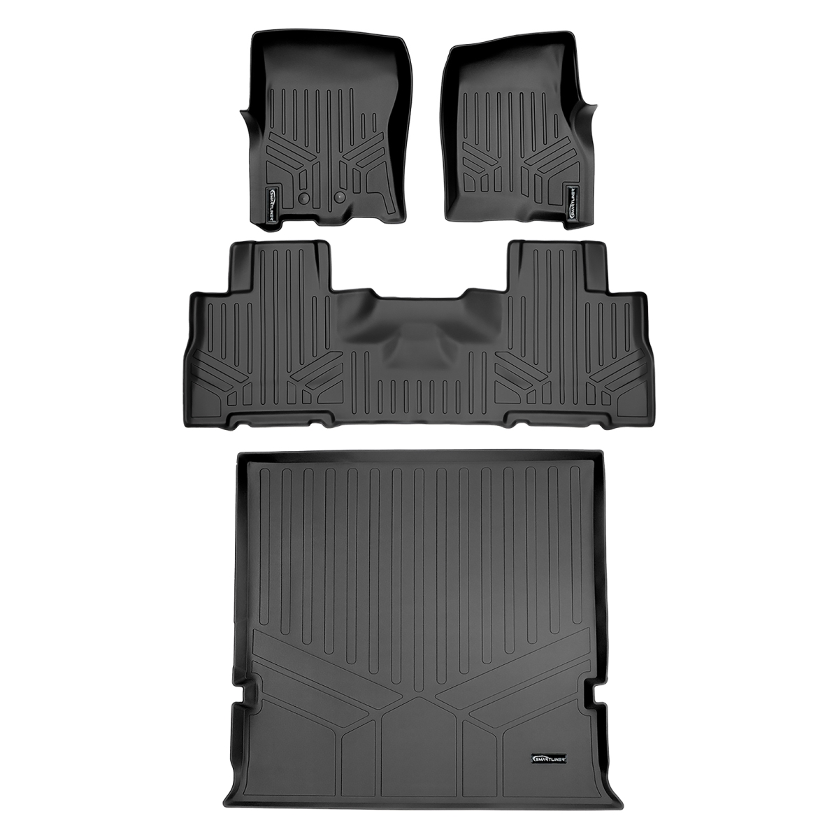 SA0183-B0303-D0183 Floor Mats & Cargo Liner Set with 2nd Row Bucket Seats without Center Console for 2011-2017 Ford Expedition, Black