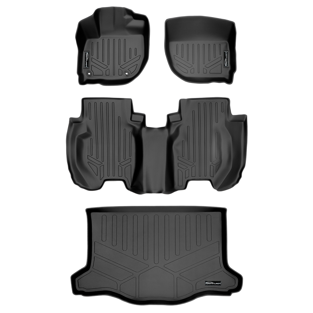 SA0193-B0195-D0195 Custom Fit 2 Rows Floor Mats & Cargo Liner Set for 2015-2021 Honda Fit, Black