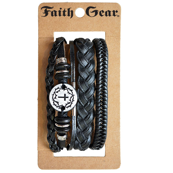 Fgbj167 Multicolor Crown Cross Faith Gear Guys Bracelet Set