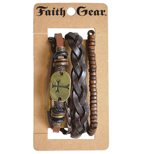 Fgbj168 Multicolor Gold Cross Faith Gear Guys Bracelet Set