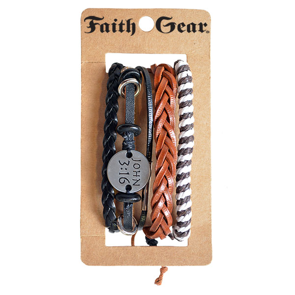 Fgbj169 Multicolor John 3-16 Faith Gear Guys Bracelet Set