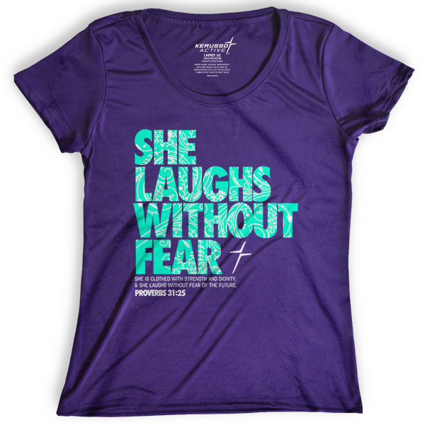 KAW2816MD 4.7 oz Sport Purple Active She Laughs Womens T-Shirt, Medium