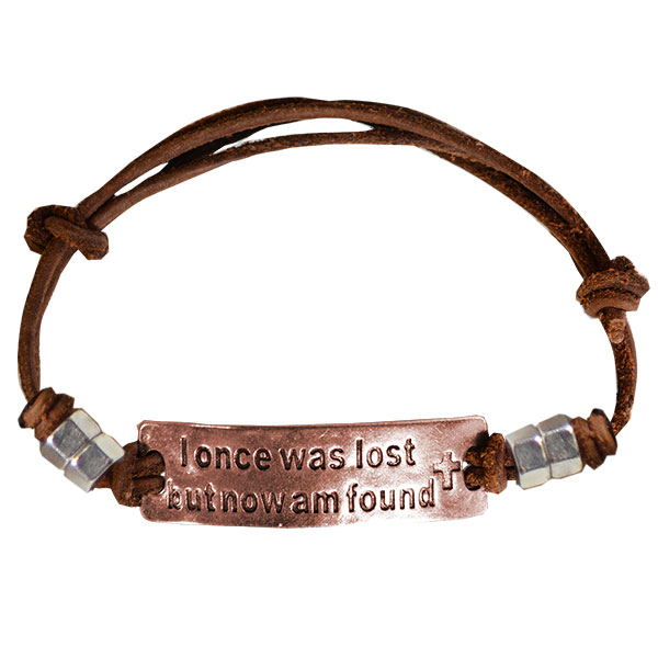 Fgbj172 Guys Bracelet - I Once Was Lost, Brown