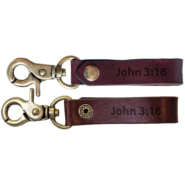 Fgkj118 0.625 X 4.5 In. Guys Leather Key Chain - John 3 , 16 & Dark Brown