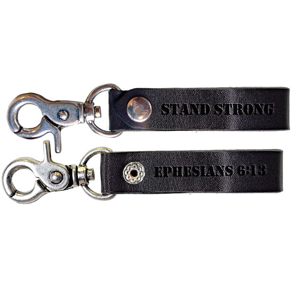 Fgkj119 0.625 X 4.5 In. Guys Leather Key Chain - Stand Strong, Black