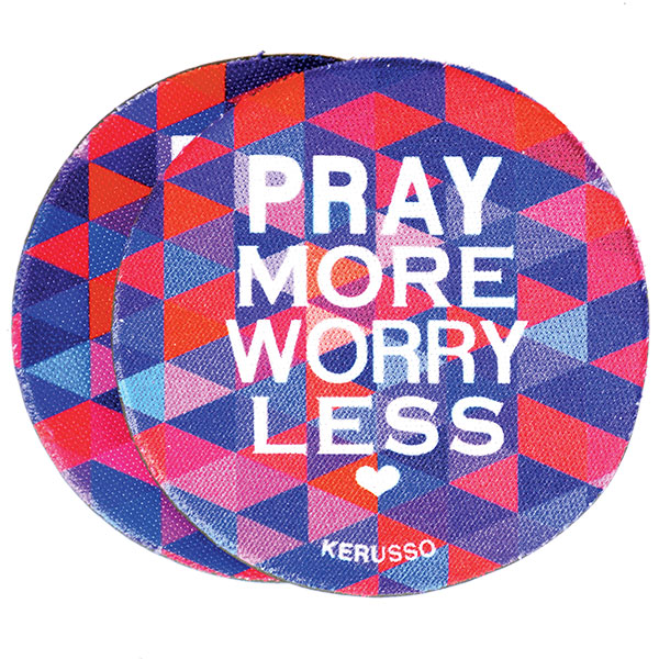 Coas114 Auto Coaster - Pray More Worry Less, Set Of 2