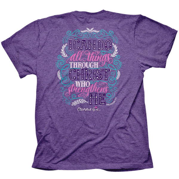 CGA2993LG Cherished Girl Through Christ T-Shirt, Large - 4X & Purple Heather