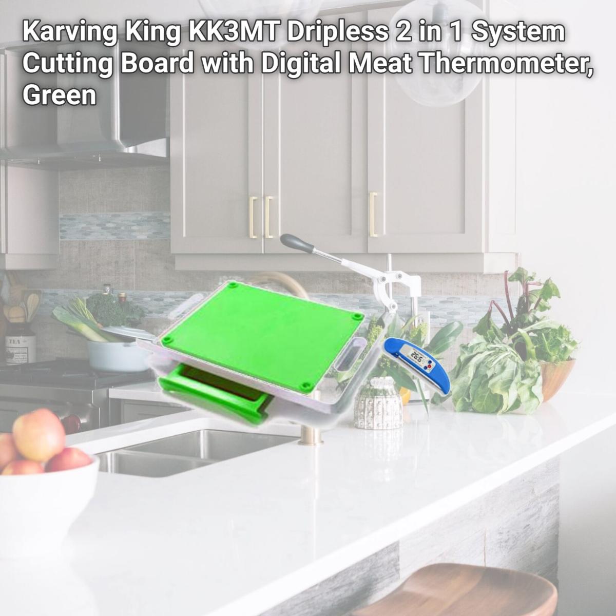 Picture of Karving King KK3MT Dripless 2 in 1 System Cutting Board with Digital Meat Thermometer, Green
