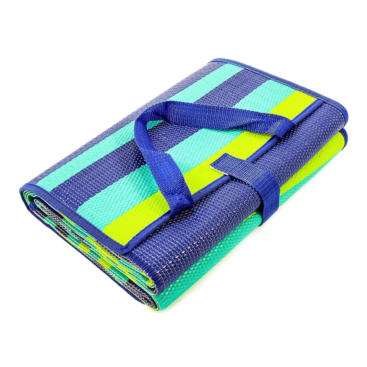C1w-42806 Striped Handy Mat With Strap - Blue, Turquoise & Green