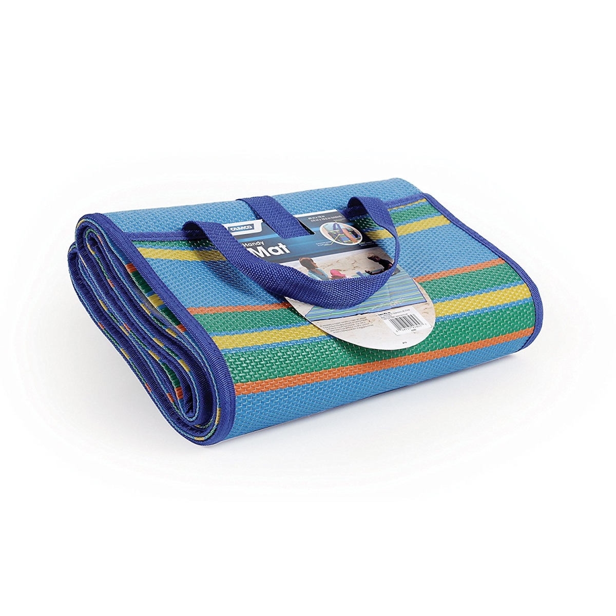 C1w-42814 Striped Handy Mat With Strap - Blue & Green