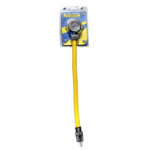 Arc-14365c 30 Amp Female & 15 Amp Male Pigtail Adapter - Yellow, 18 In.