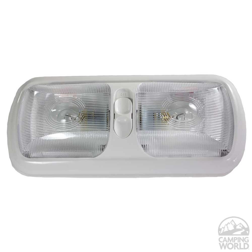 C4N-51232 Double Euro-Style Light White Base with Optic Lens - 12-volt C4N-51232 Double Euro-Style Light White Base with Optic Lens - 12-volt