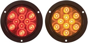 O24-stl42rs 4 In. Round Sealed Led Lights With Mounting Flange, Red