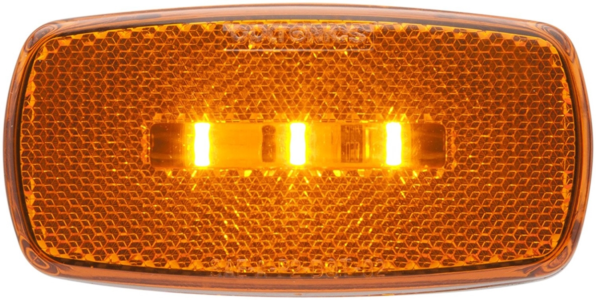 O24-mcl32as Led Oval Amber Marker & Clearance Light With Reflex, White Base