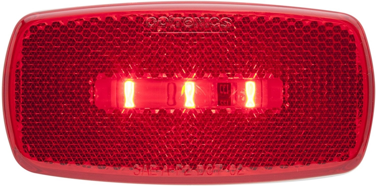 O24-mcl32rs Led Oval Red Marker & Clearance Light With Reflex, White Base