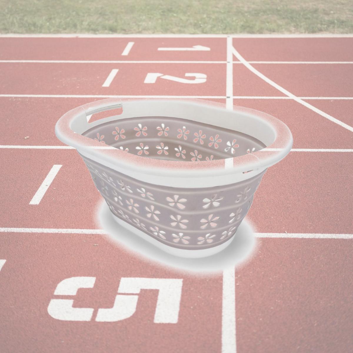 Picture of Camco C1W-51951 Collapsible Utility Basket&#44; Small - White & Taupe