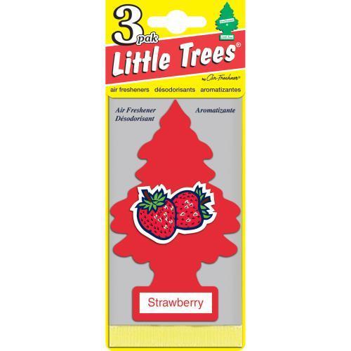 C15-u3s32012 Strawberry Scent Little Tree Air Freshener, 3 Trees Per Pack