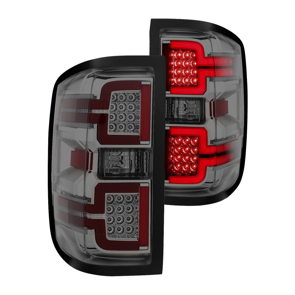 311290 Sequential Fiber Optic Led Tail Light For 2014-2019 Chevy Silverad0 1500 & 3500 - Chrome & Smoke