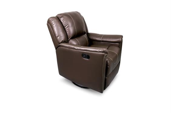 759294 Majestic Chocolate Leather Vinyl Swivel Glider Recliner With Footrest