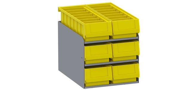 Kargomaster K47-40341 6 Stacked Parts Bins, Yellow - Small