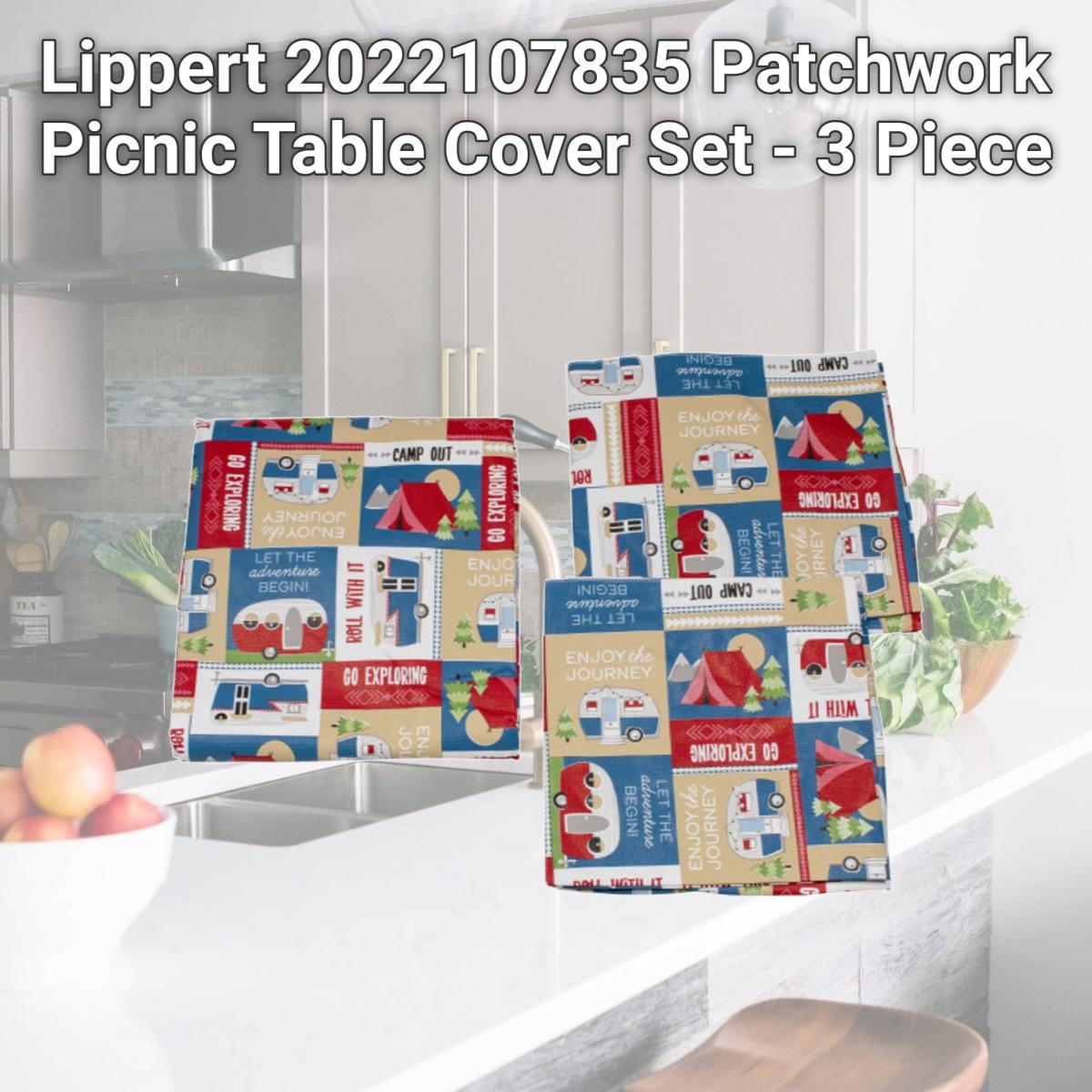 Picture of Lippert 2022107835 Patchwork Picnic Table Cover Set - 3 Piece