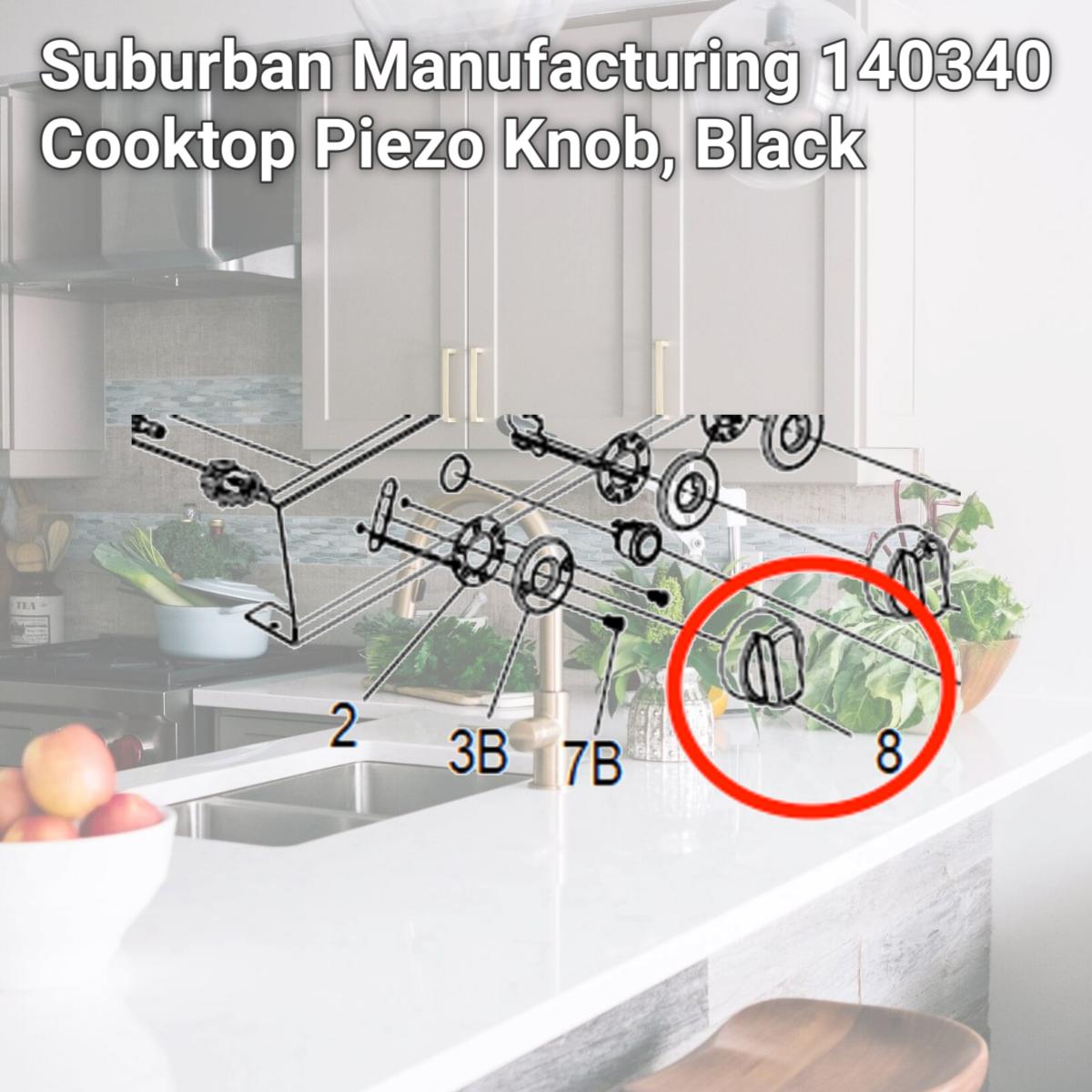 Picture of Suburban Manufacturing 140340 Cooktop Piezo Knob, Black