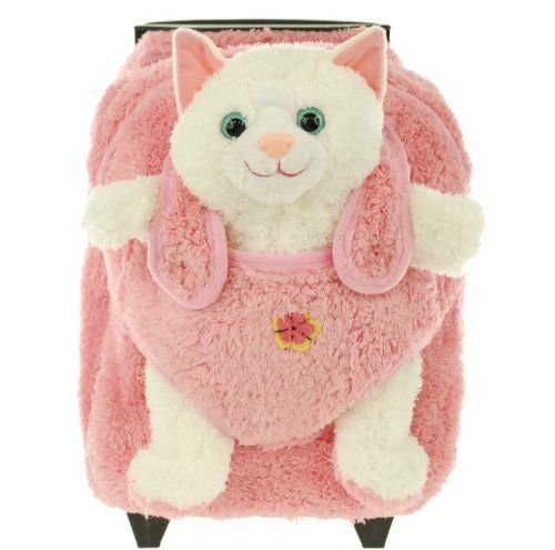 8099 Cat Plush Rolling Backpack - Pink
