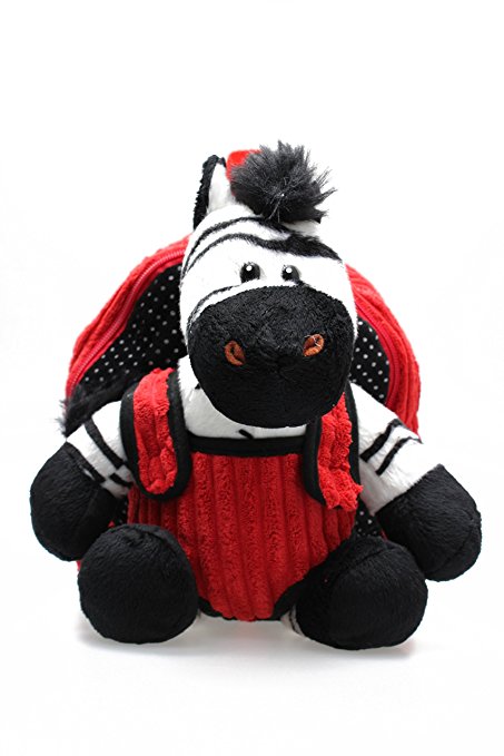 8261 Kids Backpack With Zebra Stuffie - Red & Black