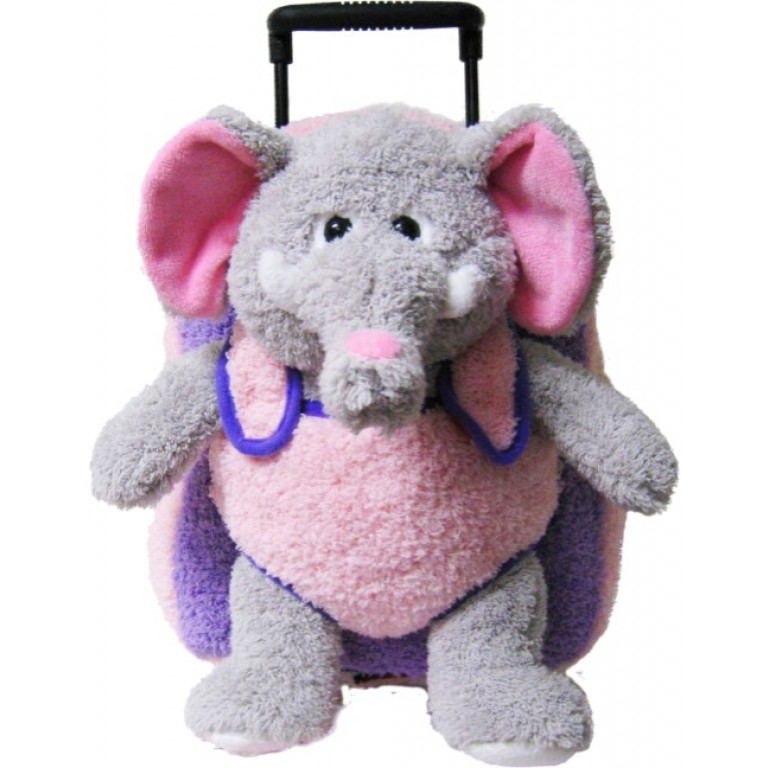 8051 Elephant Plush Rolling Backpack - Pink And Purple