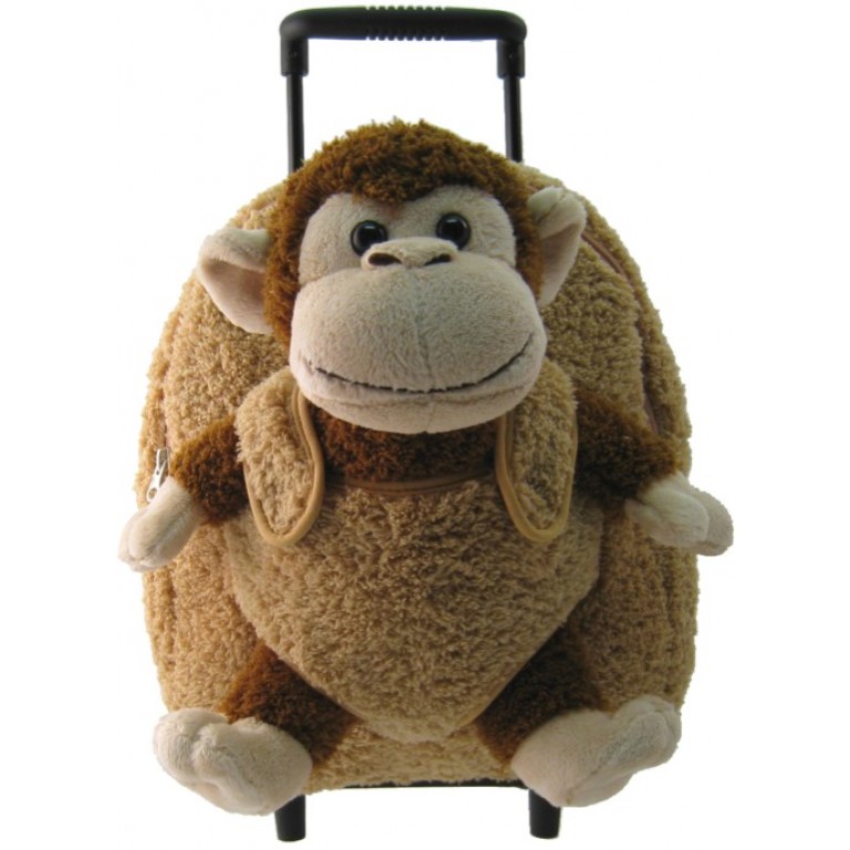 8095c Brown Monkey Plush Rolling Backpack