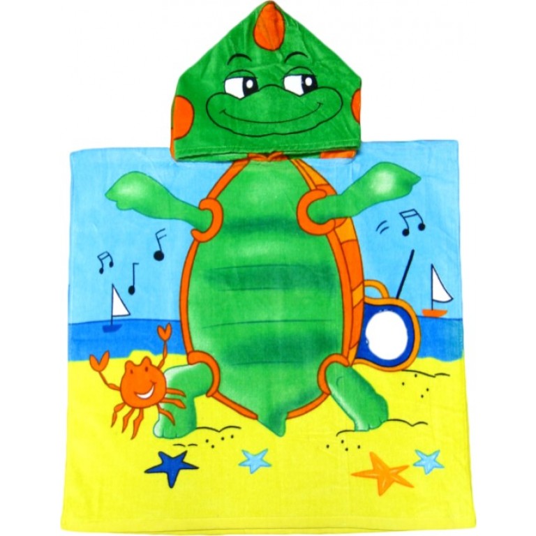 T6506 Turtle Hooded Poncho Beach Bath Towel
