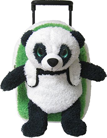 38215 Panda With Shiny Eyes Plush Rolling Backpack