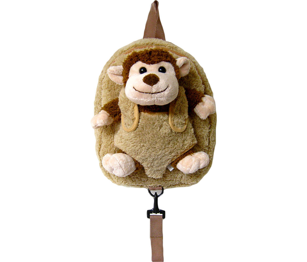 Monkeysafety Harness Leash Backpack With Removable Plush Animal - Brown