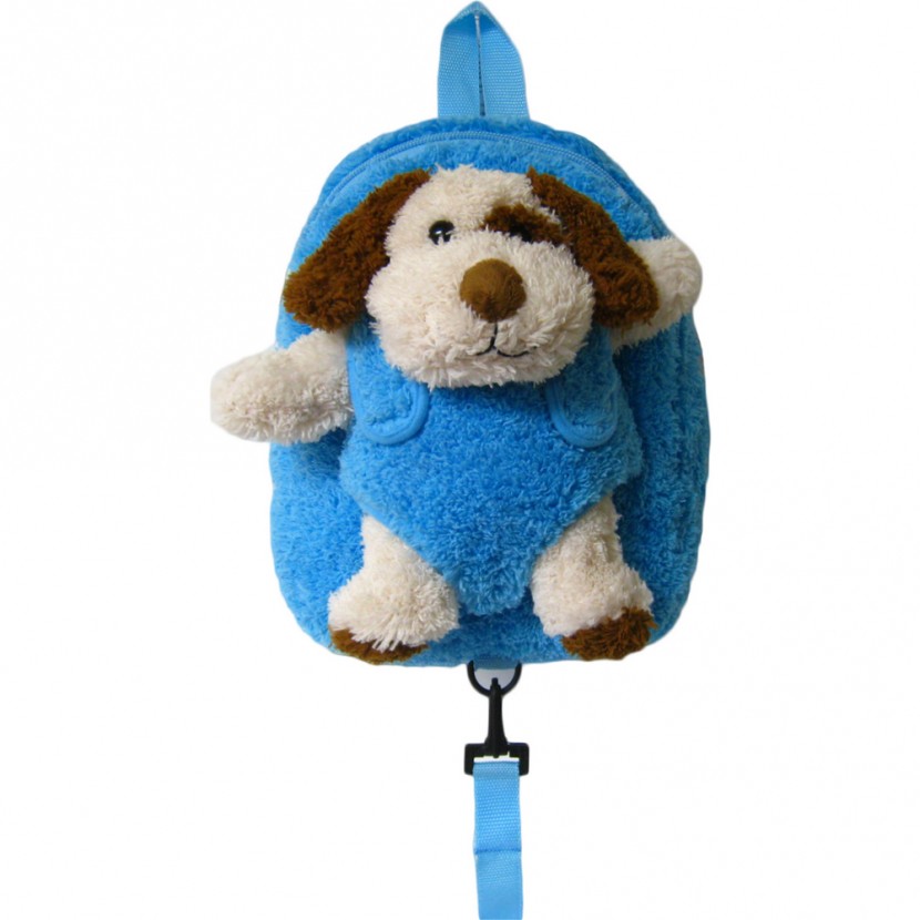 46204 Puppy Safety Harness Leash Backpack With Removable Plush Animal - Blue