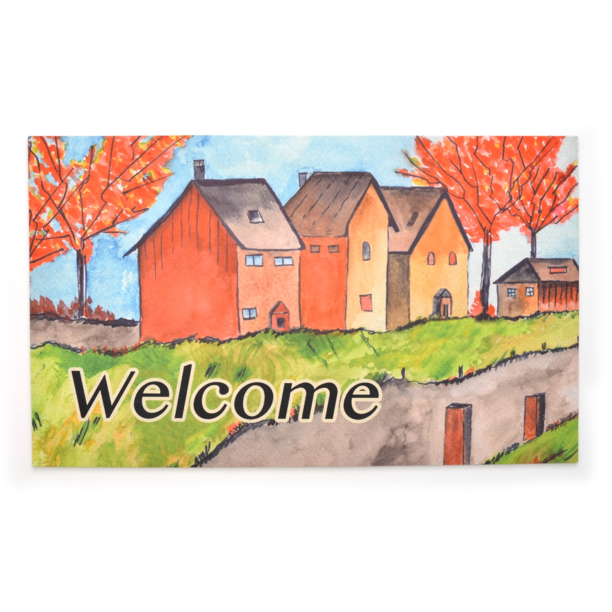 Strb-15805-12 18 X 30 In. Crumb Rubber Door Mat, Cottages In The Fall