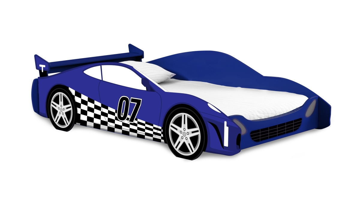 Kids Blue Race Car Twin Bed