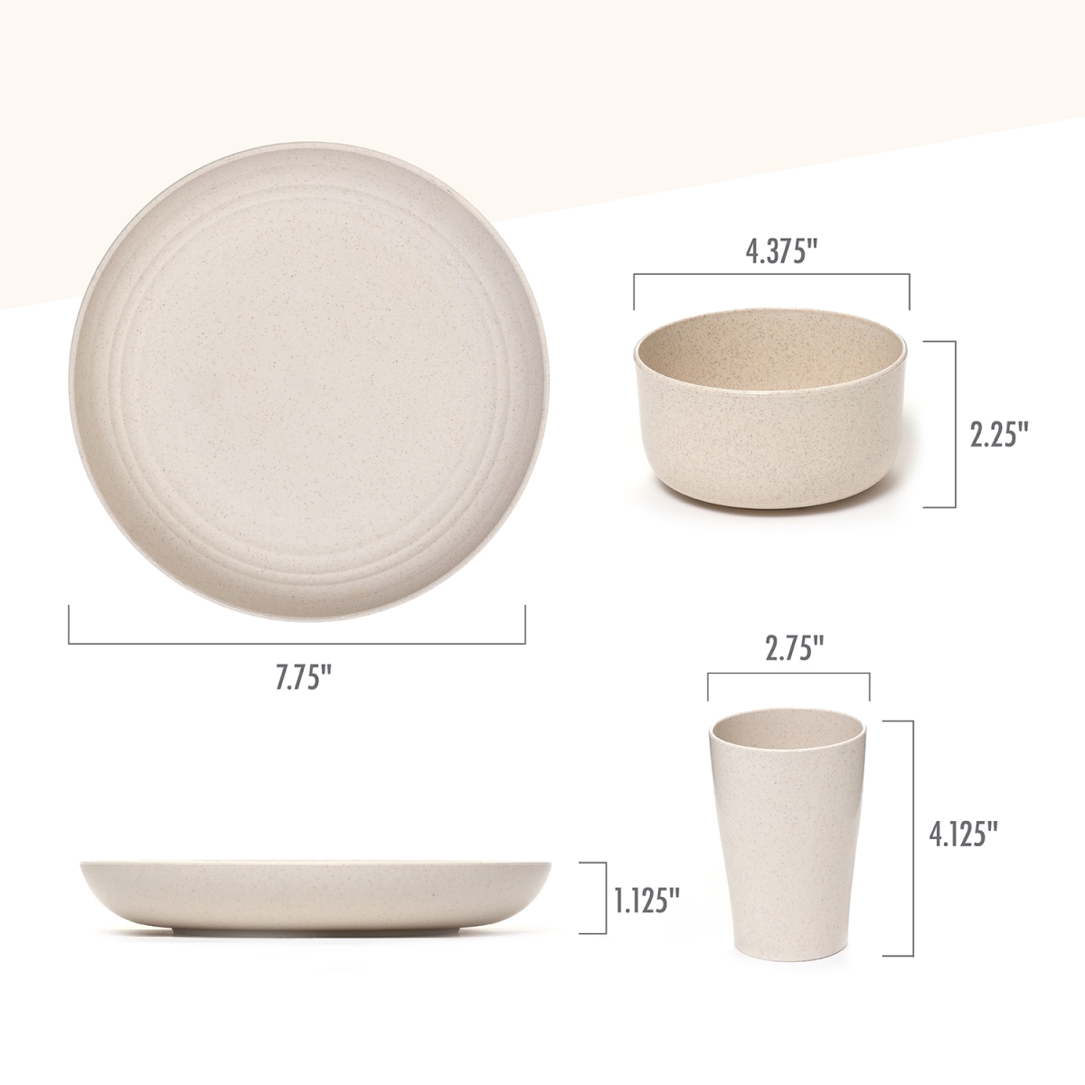 Picture of Stephan Roberts Home STRB-WS12C-12 Stephan Roberts Wheat Straw; Eco-Friendly Dinnerware 12pc Set (Cereal Bowls, Unbreakable Plates, Cups)