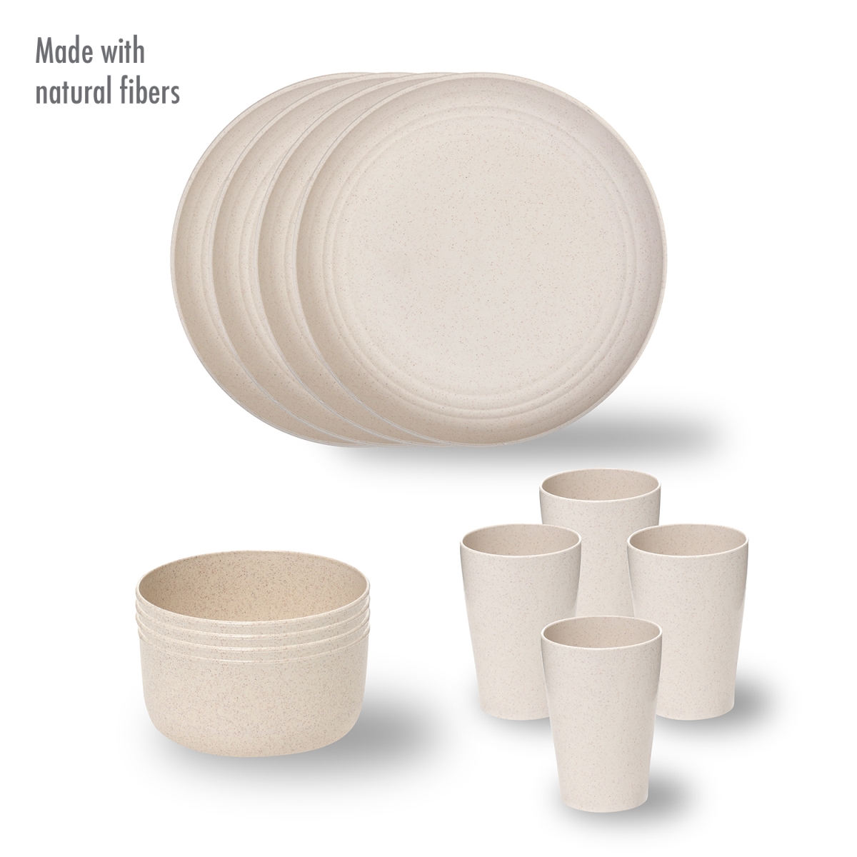 Picture of Stephan Roberts Home STRB-WS12C-12 Stephan Roberts Wheat Straw; Eco-Friendly Dinnerware 12pc Set (Cereal Bowls, Unbreakable Plates, Cups)