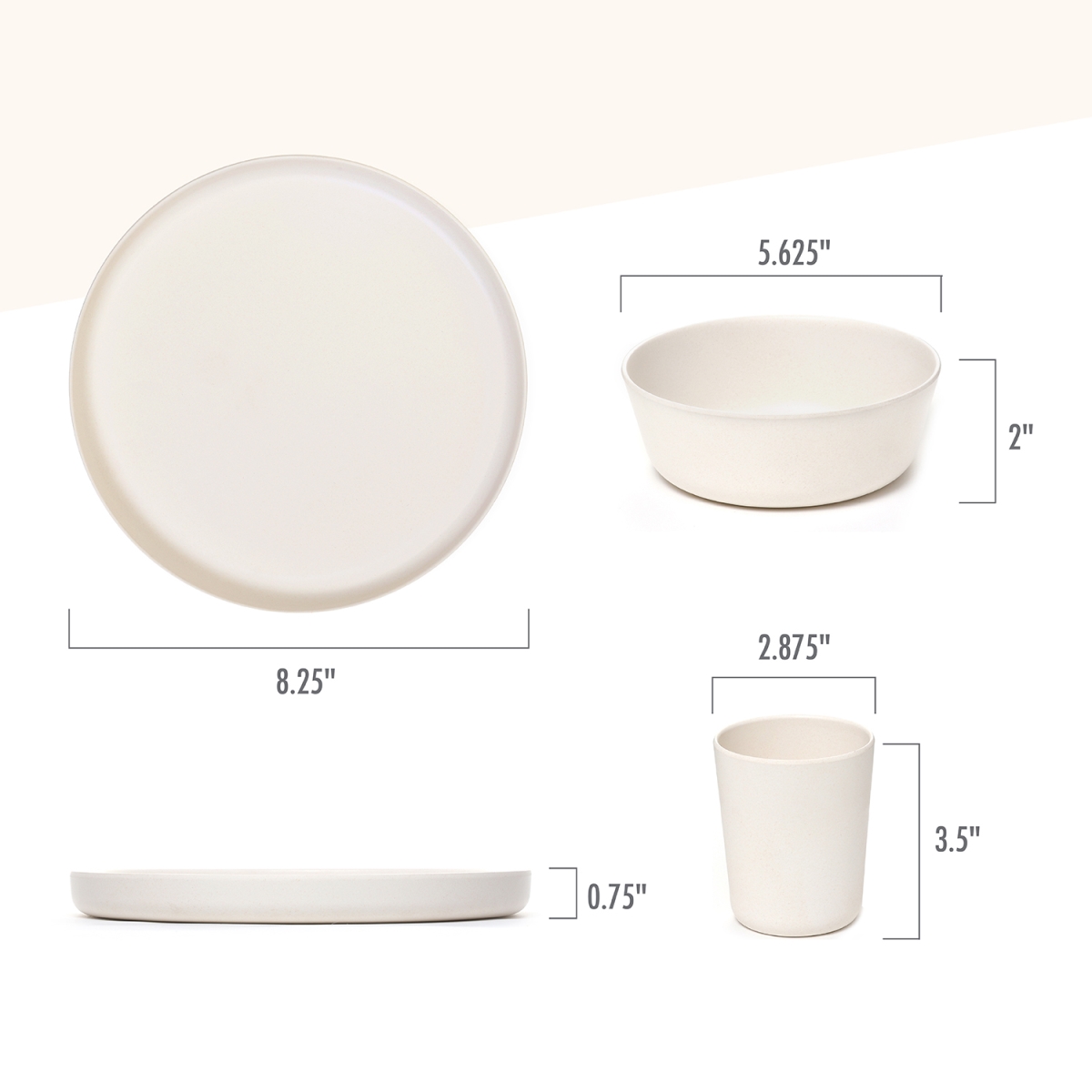 Picture of Stephan Roberts Home STRB-BF12W-12 Stephan Roberts Bamboo Dinnerware Set, Eco-Friendly Bamboo Fiber Dinnerware, 12 PC (Cereal Bowls, Unbreakable Plates, Cups)