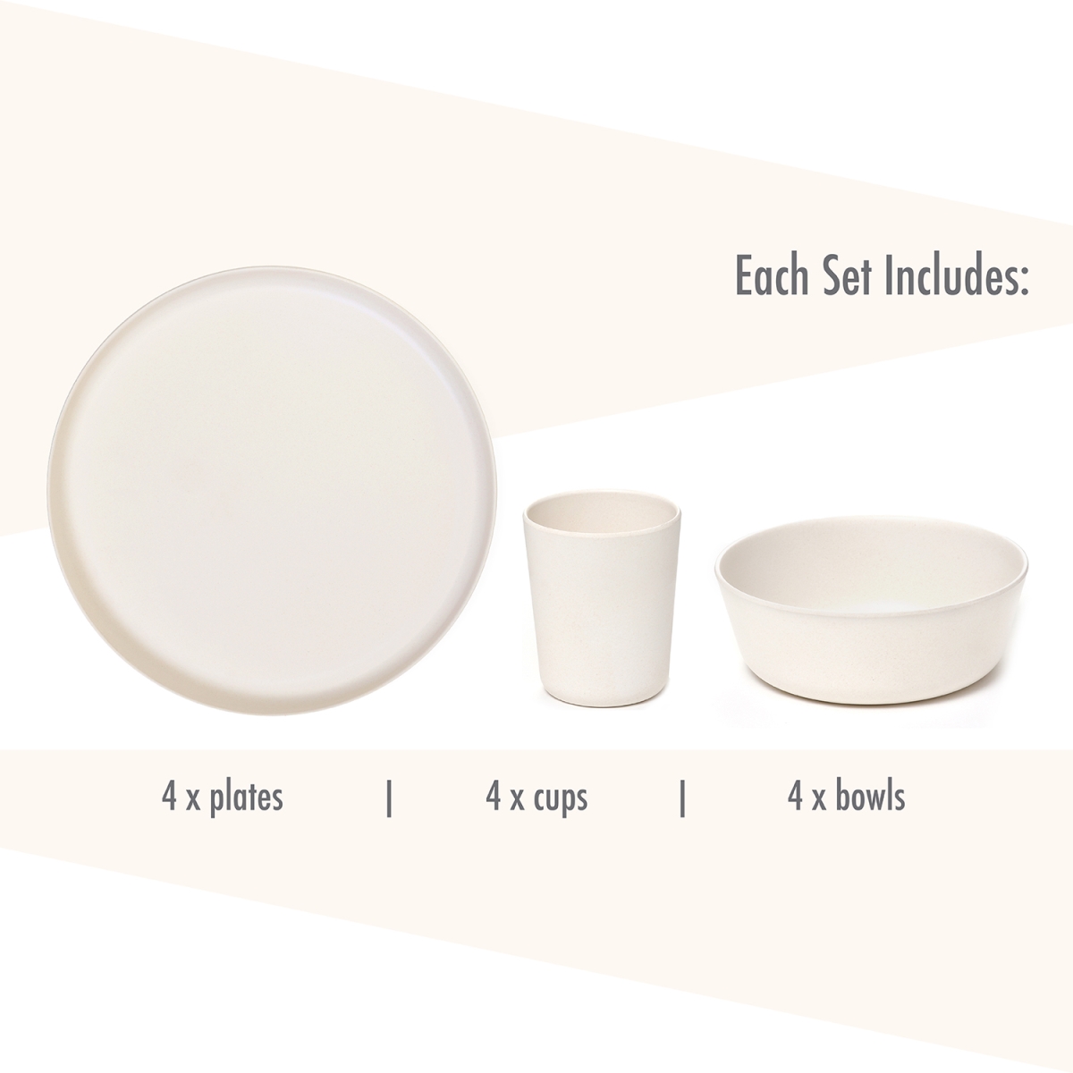 Picture of Stephan Roberts Home STRB-BF12W-12 Stephan Roberts Bamboo Dinnerware Set, Eco-Friendly Bamboo Fiber Dinnerware, 12 PC (Cereal Bowls, Unbreakable Plates, Cups)
