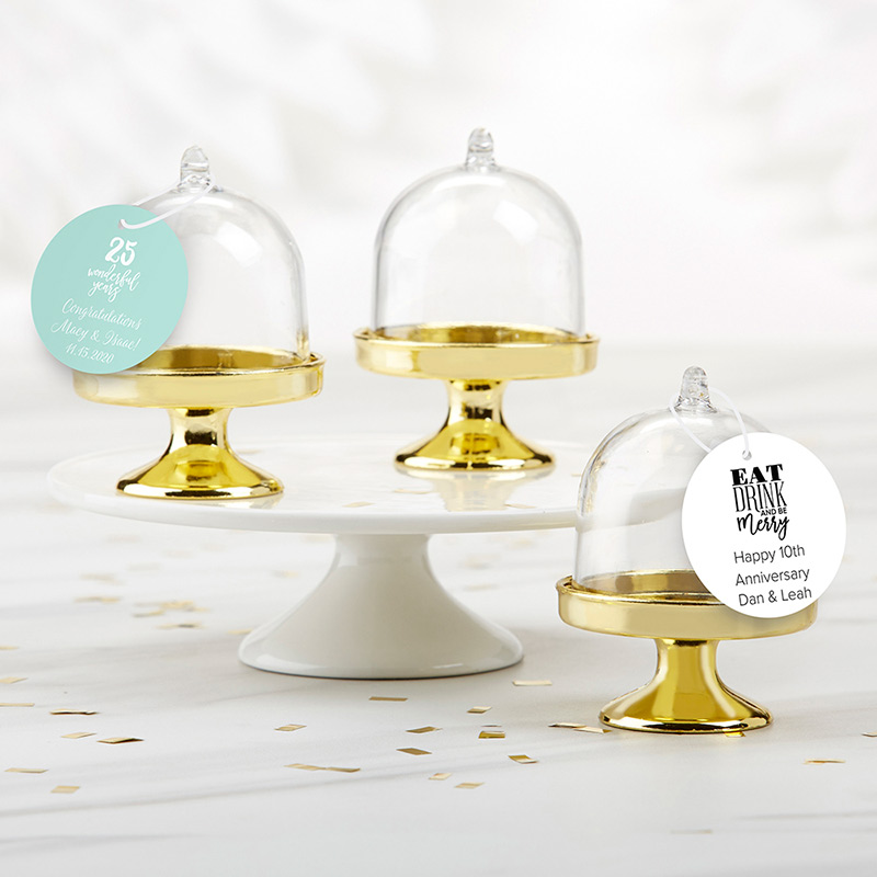18188NA-AN Personalized Small Bell Jar with Gold Base - Anniversary, Set of 12