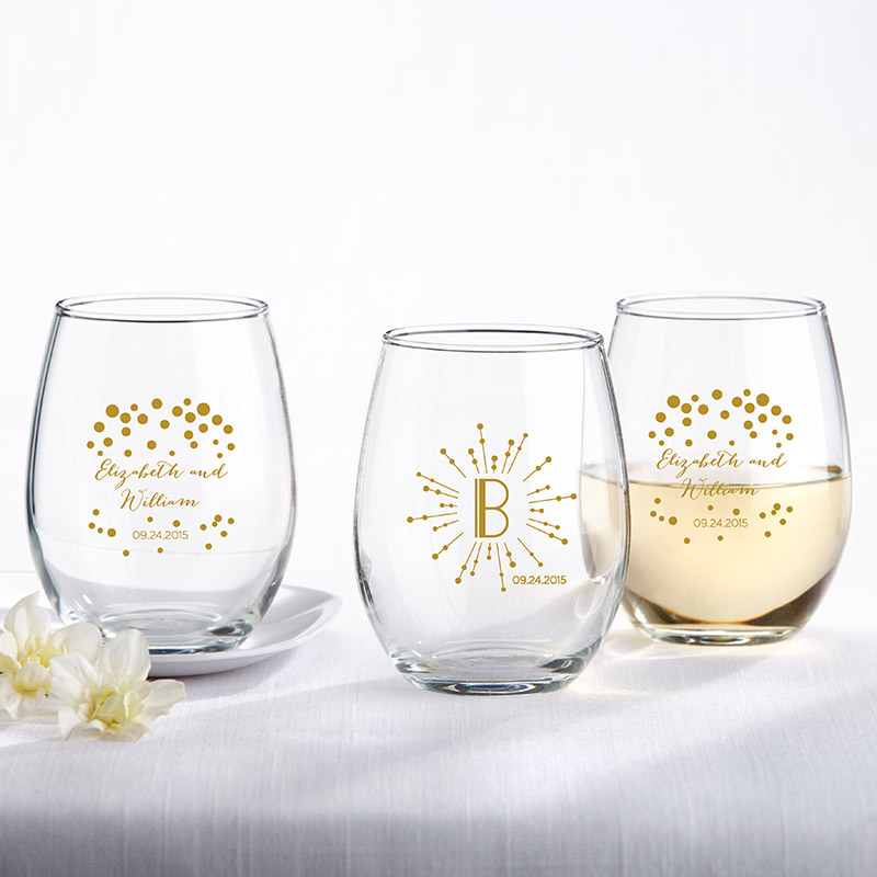 30009NA-GMI 9 oz Stemless Wine Glass - Milestone Gold
