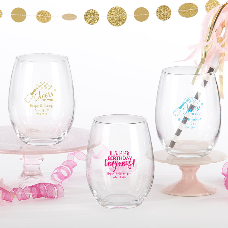 30009na-bfh 9 Oz Personalized Stemless Wine Glass - Birthday For Her