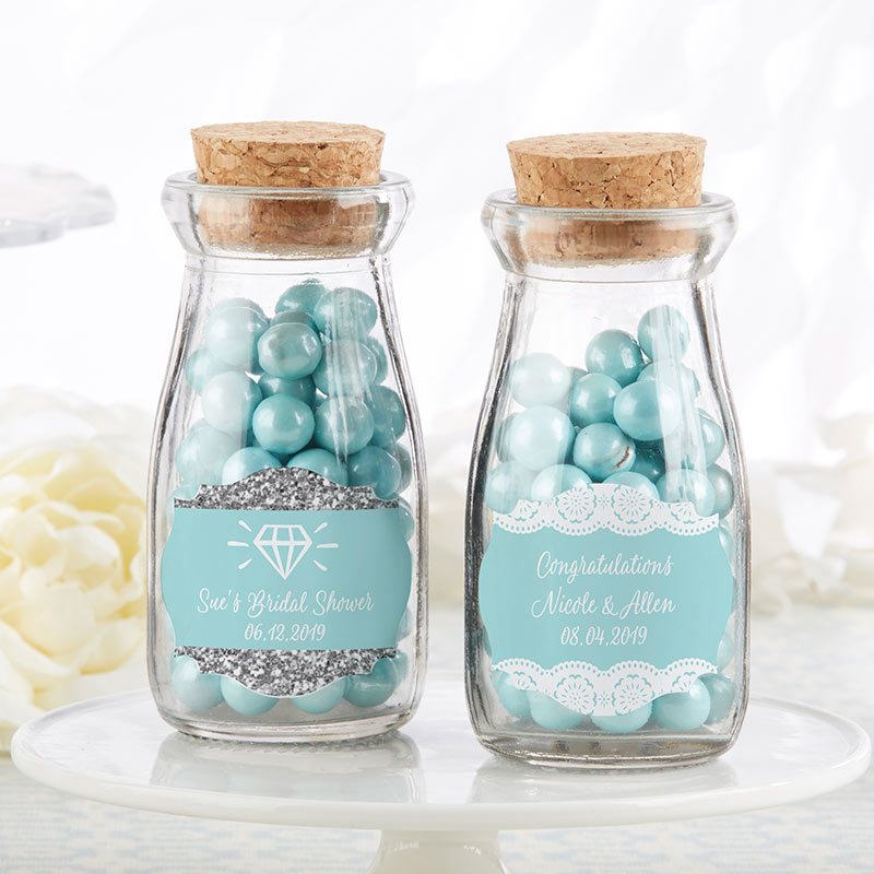 27074NA-NSB Vintage Milk Bottle Favor Jar - Something Blue, Set of 12