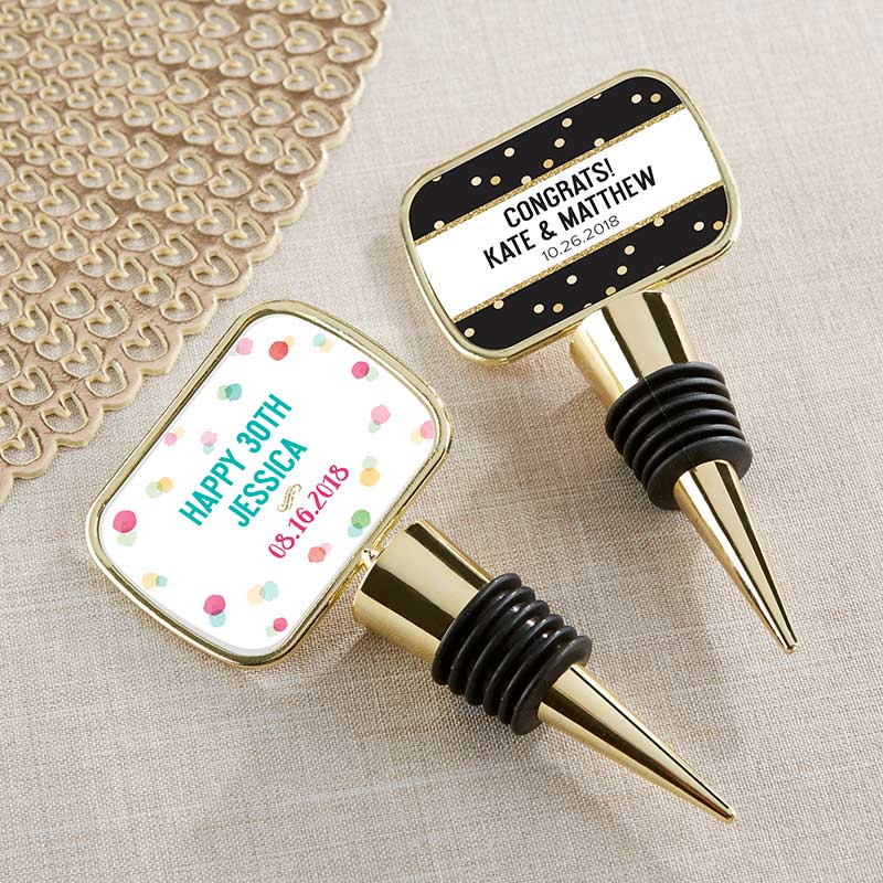 11189GD-PTY Personalized Gold Bottle Stopper - Party Time