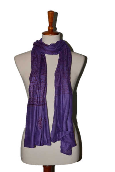 OM414015-Purple OM Bhakti Prayer Shawl with Medium Color Base, Purple