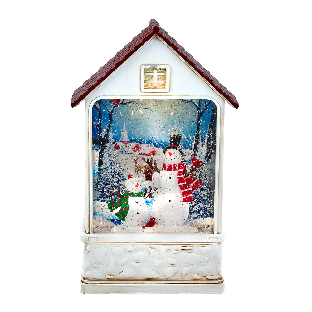 UPC 086131667756 product image for Kurt S. Adler JEL2007 9.2 in. Battery-Operated Lighted Snowman House Water Lante | upcitemdb.com